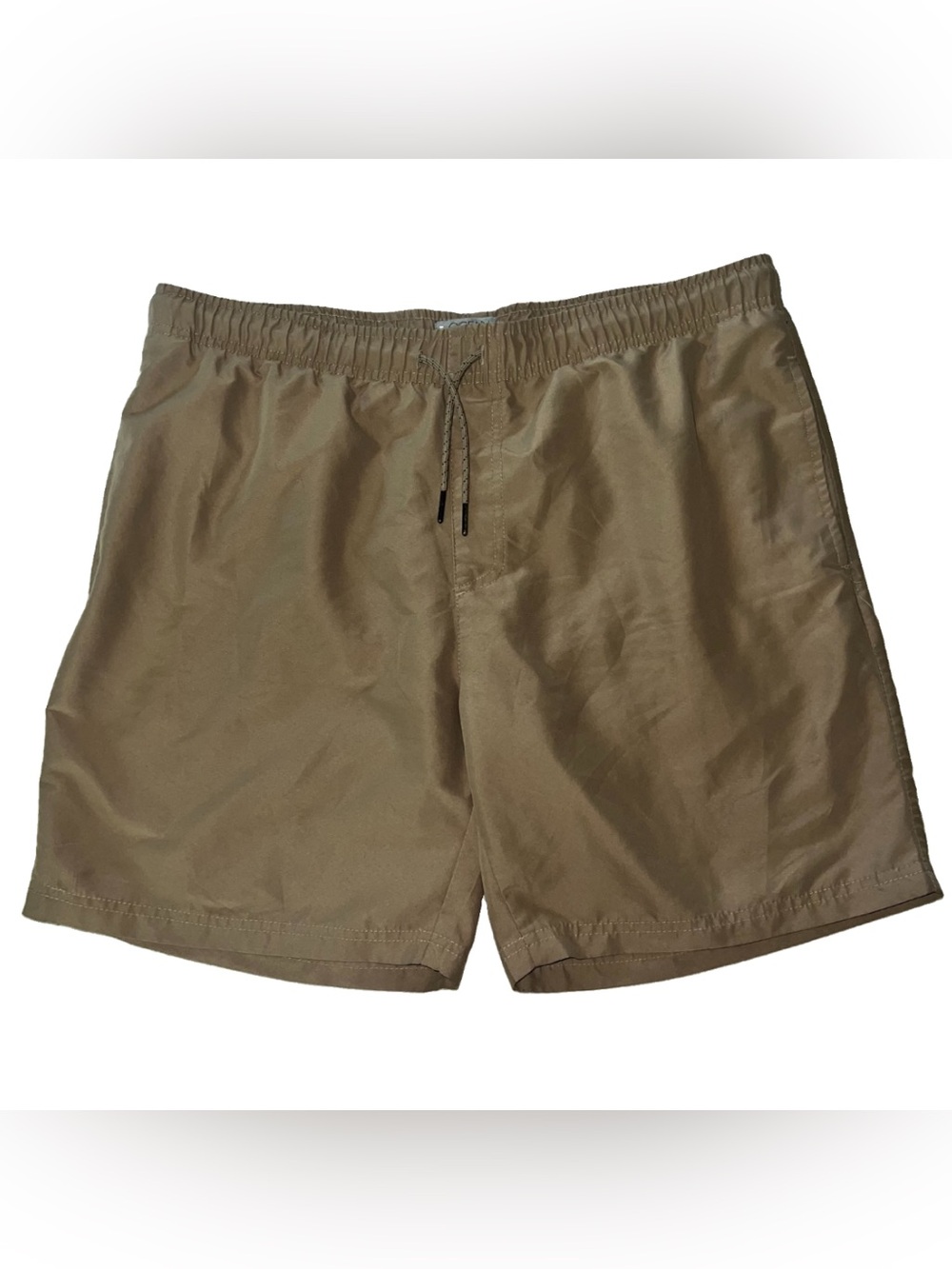 Ocean Coast Men's Swim Trunks Size Large Tan 7" Inseam Lined 3 Pocket Shorts
